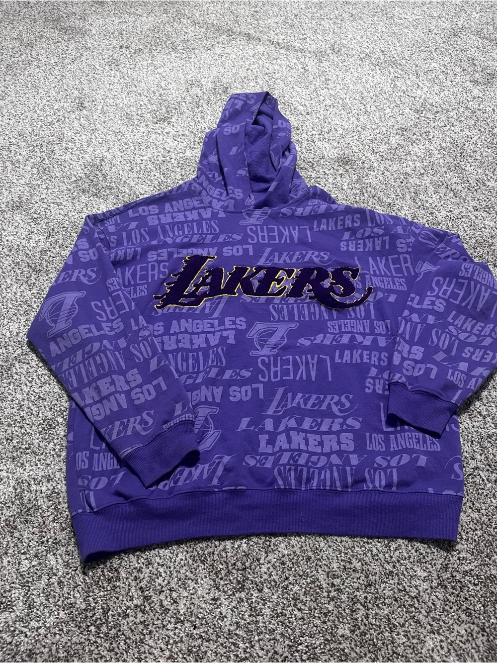 Los Angeles Lakers Purple All Over Print Hoodie NBA Basketball Sweatshirt Large